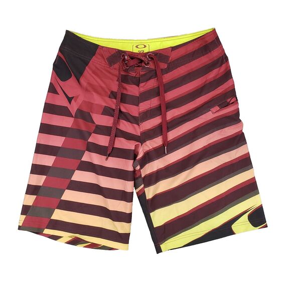 Oakley Motion Board Shorts Mens 32 Puruple Yellow Striped Skater 00s y2k Surf - Picture 1 of 6
